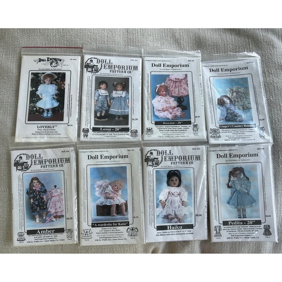 Doll Emporium Other - 8 Doll Emporium Sewing Patterns 18-24" Dolls Loverly Amber Haiku Pedita Lot